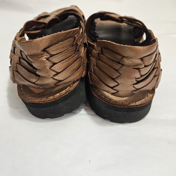 Brand X Huaraches Woven Leather Sandals Flats with Chunky Sole Size 6.5 Brown - Picture 5 of 9